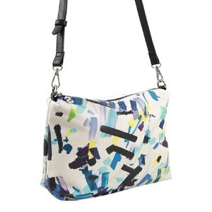 Desigual confetti White Multicolor Brushstroke Crossbody with Black Strap